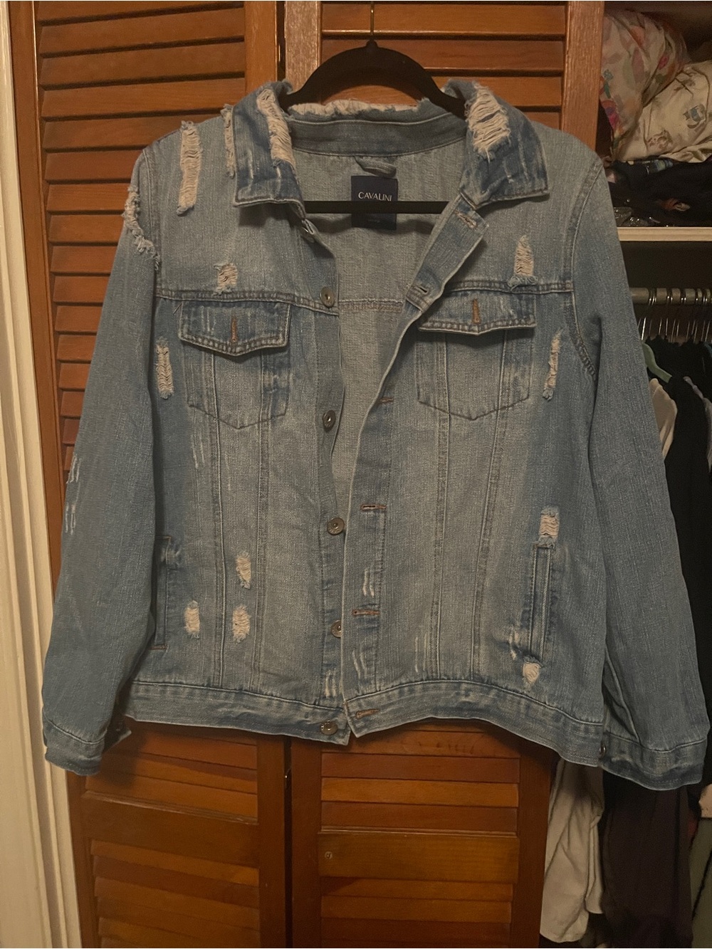 Cavalini Distressed Light Blue Denim Jacket for Women